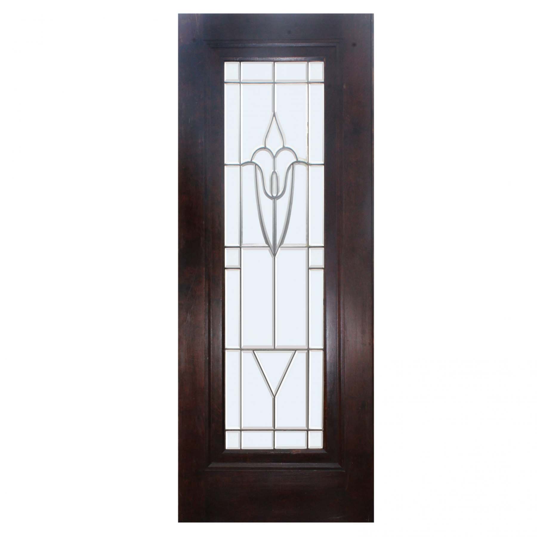 SOLD Antique 31” Salvaged Door with Leaded and Beveled Glass-67275