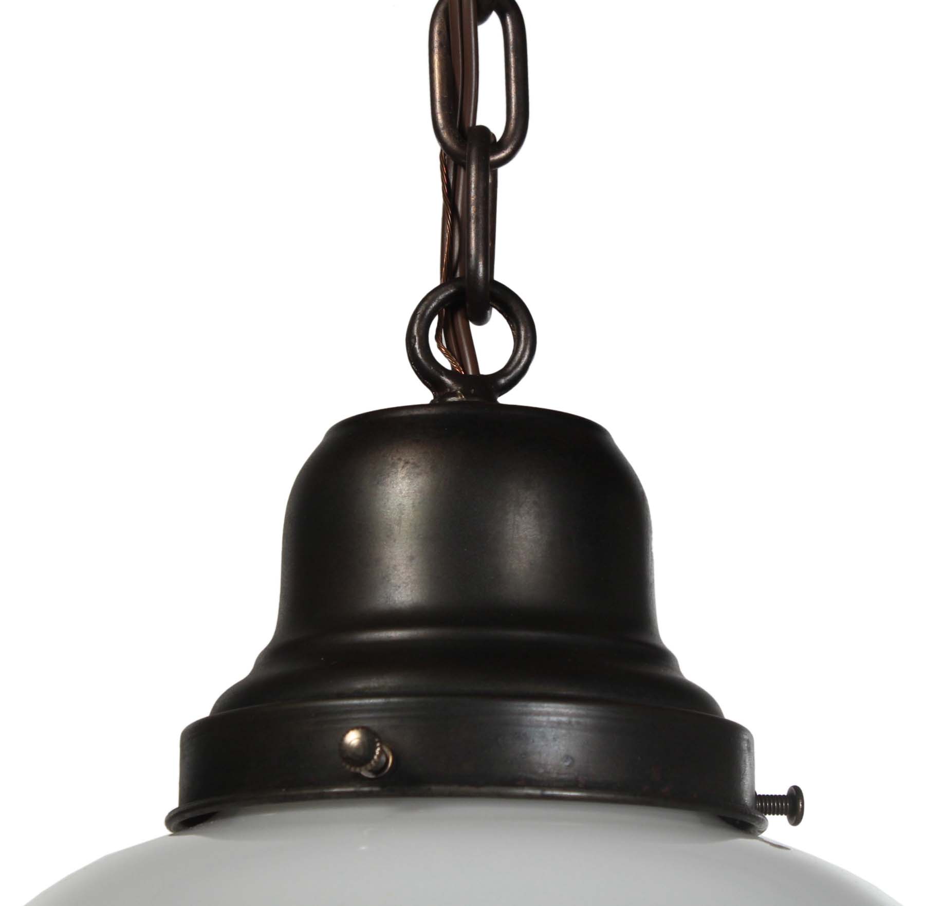 SOLD Antique Schoolhouse Pendant Light with Unusual Shade-68413