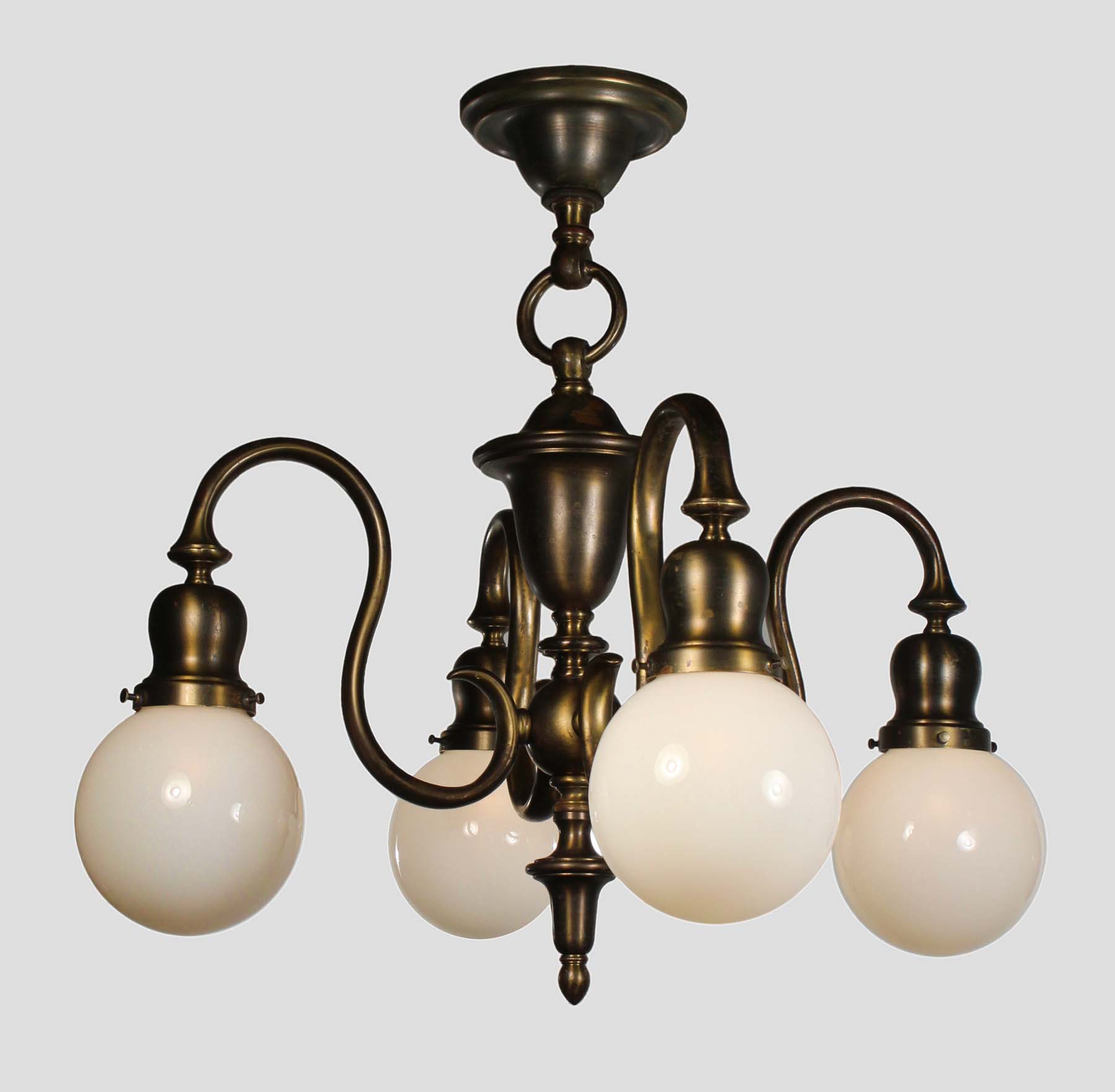 SOLD Antique Colonial Revival Chandelier with Glass Globes, Early 1900s-68666