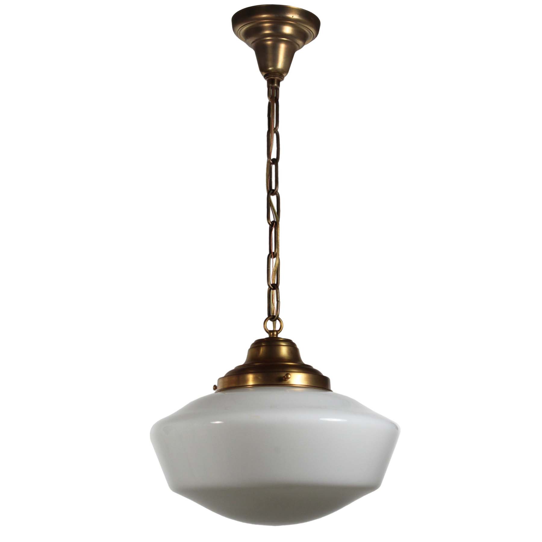 SOLD Antique Brass Schoolhouse Pendant Light-69077