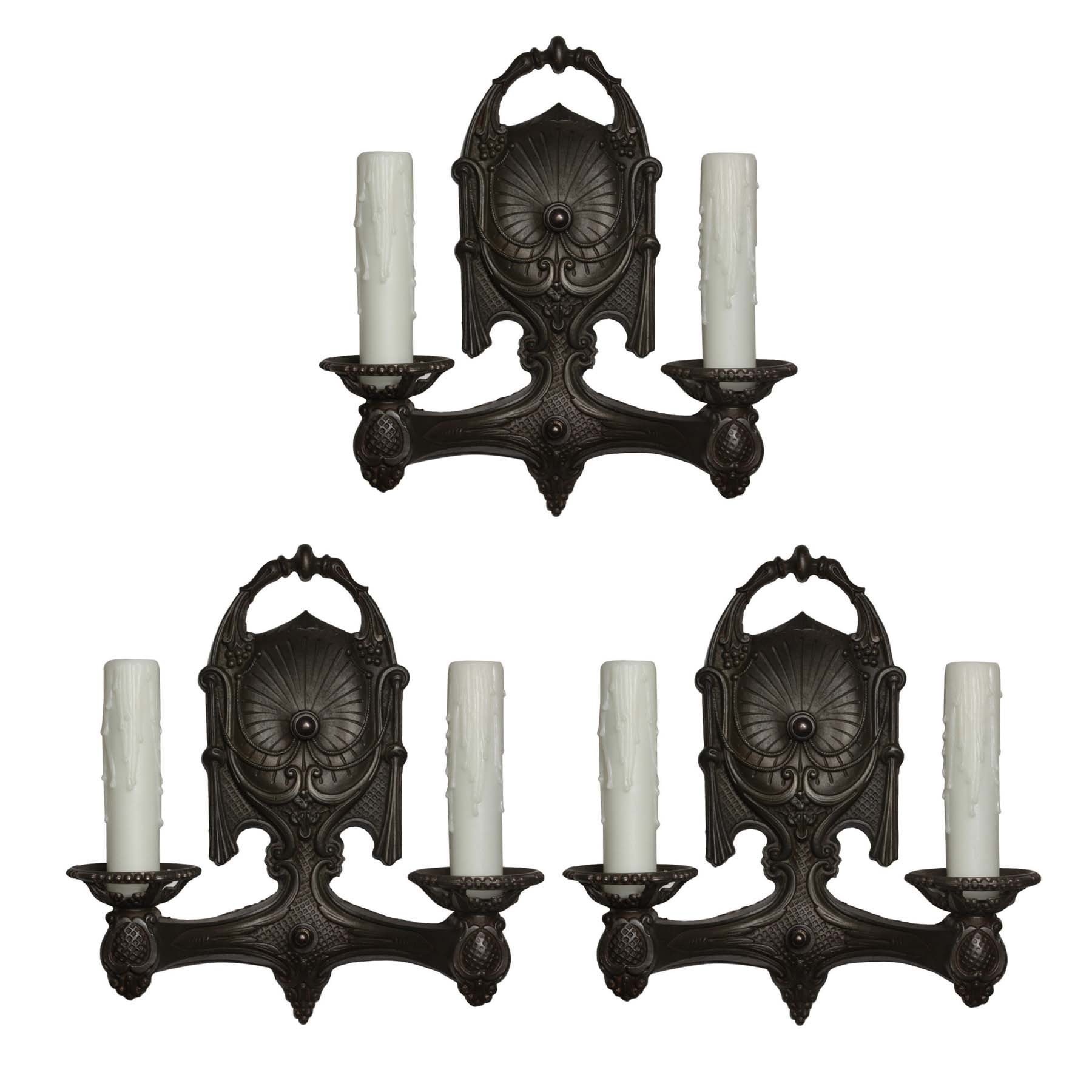 SOLD Antique Cast Iron Double-Arm Sconces, early 1900s. - Antique Lighting  by Style, Archived Items, Neoclassical, Single Sconces, Two Arm Sconces,  Wall - The Preservation Station