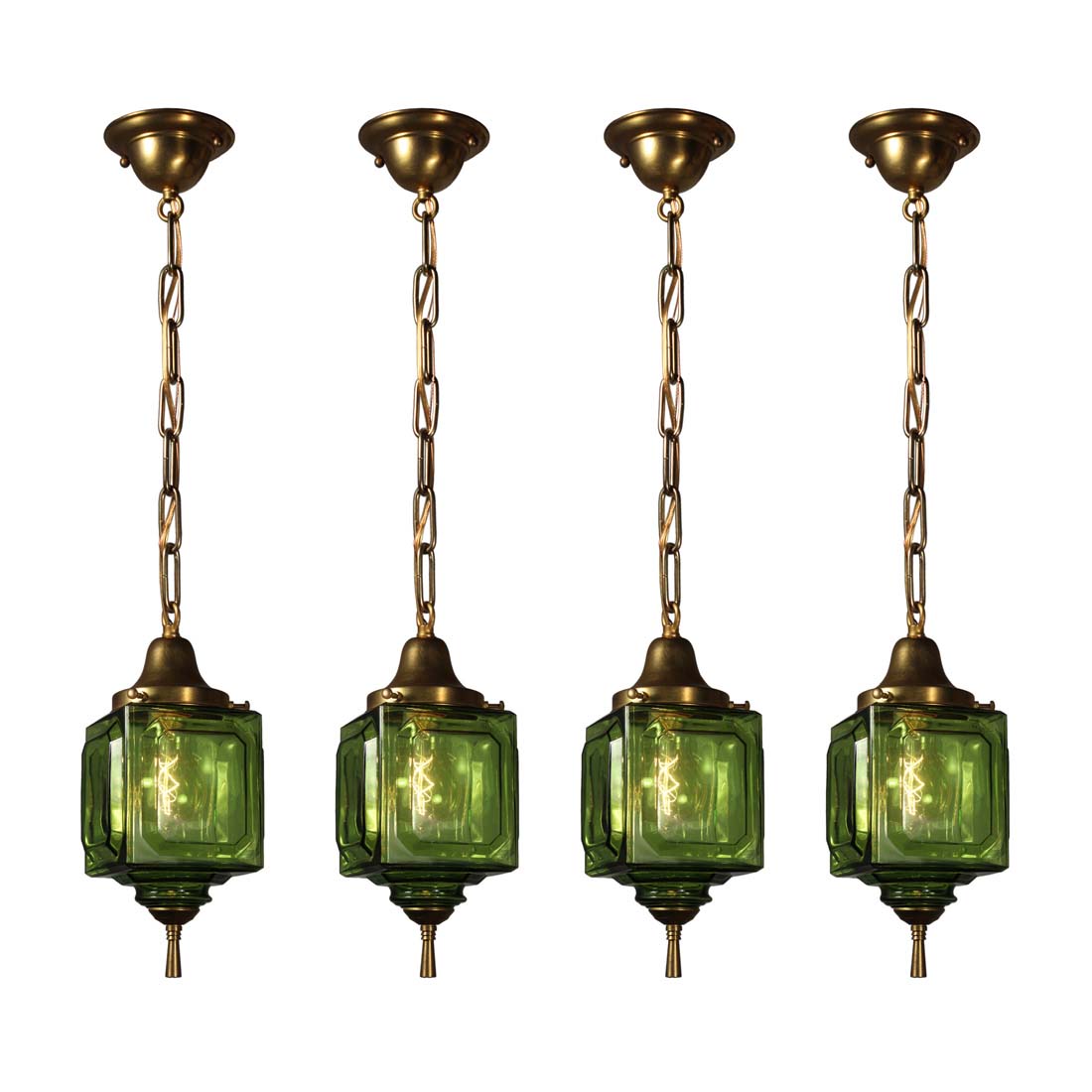 pepermunt ik klaag Gloed Matching Vintage New Old Stock Pendant Lights with Green Glass Shades - Antique  Lighting, Ceiling, Lighting, Pair/Multiple Chandeliers, Pendant Lighting,  Recent Arrivals - The Preservation Station