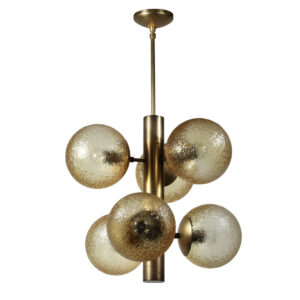 Brass Atomic Midcentury Chandelier, Fischer Leuchten