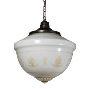 Substantial Antique Neoclassical Pendant Light Fixture with Original Glass Shade