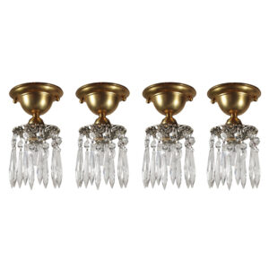 Matching Flush-Mount Fixtures with Prisms, Antique Lighting