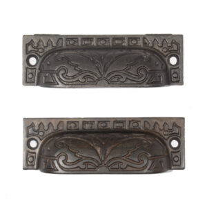 Pair of Antique Cast Iron Decorative Bin Pulls, Late 1800’s