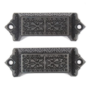 Matching Pairs of Reclaimed Cast Iron Decorative Bin Pulls by Russell & Erwin