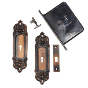 Antique Bronze “Gordian” by Yale Pocket Door Hardware Set for Single Door, c. 1900