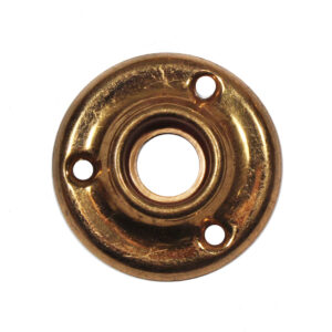 Antique New Old Stock Polished Bronze Doorknob Escutcheons