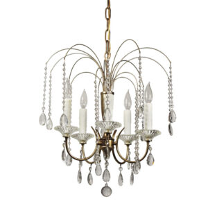 Vintage Five-Arm Chandelier with Prisms