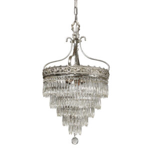 Antique Neoclassical Silver Plate Wedding Cake Chandelier, c.1910