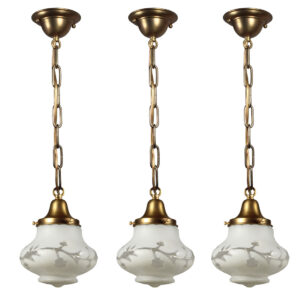 Matching Petite Antique Pendant Lights with Glass Shades