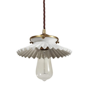 Antique Pendant Light with Glass Shade, Ruffle