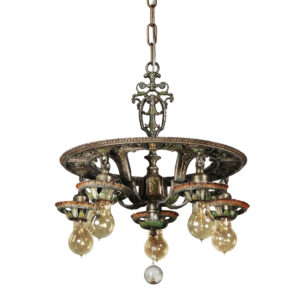 Antique Semi Flush-Mount Chandelier with Exposed Bulbs, ISCO