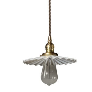 Antique Pendant Light with Glass Ruffle Shade