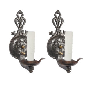 Pair of Antique Single-Arm Cast Iron Sconces by Virden, Figural